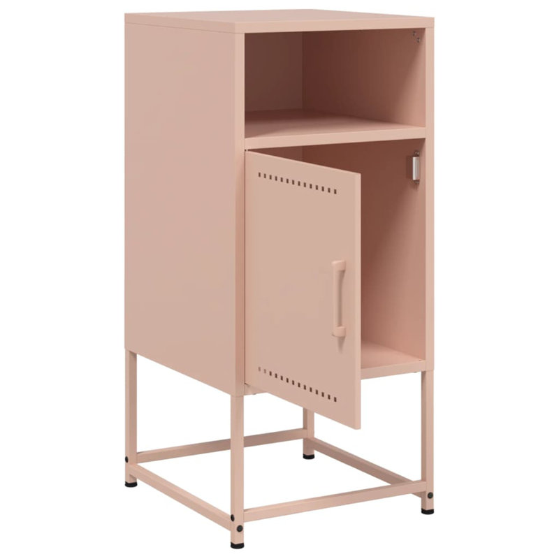 75 36cm W Steel Bedside Table, Pink