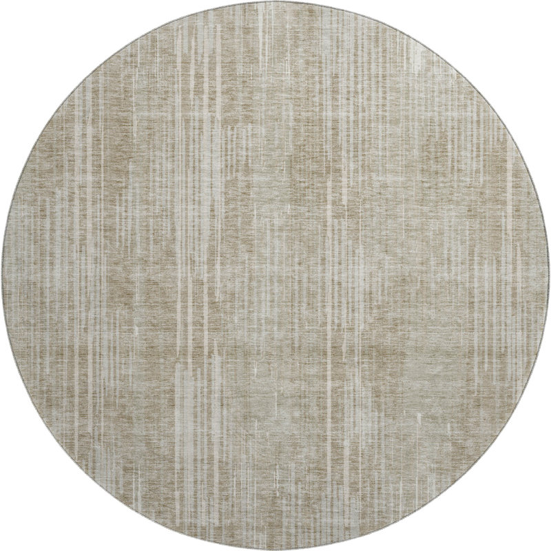 Premium Machine Washable Prisco Beige Rug, Round 8'