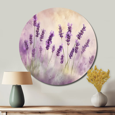 Lavender Garden Breeze - Landscapes Large Round Metal Wall Art