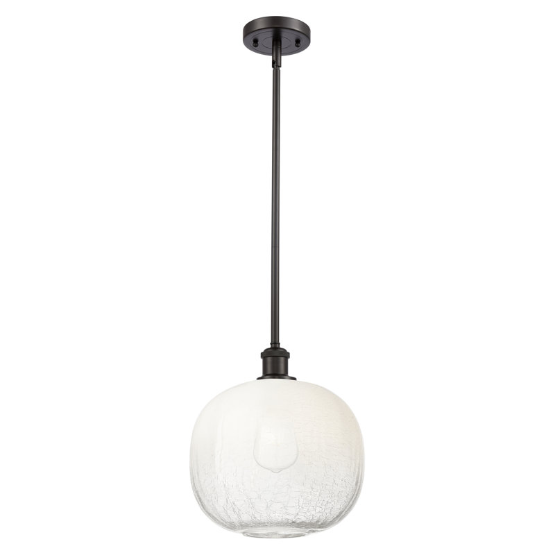 Mini luminaire suspendu à tige 1 lumière 11 "Ballha - sphère Brookhaven, Opale, Bronze frotté à l'huile