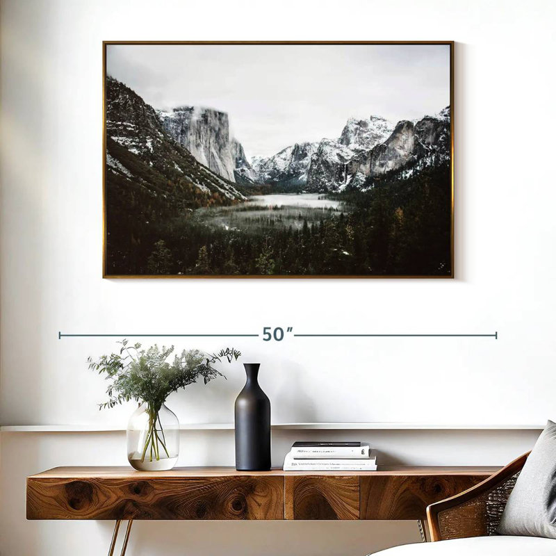 Yosemite Winter Magic, Cadre flottant doré, 40 po x 27 po