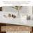 71" Modern Oval Writing Desk, Glossy Faux Marble Table Top, Double Wood Legs-1611115544