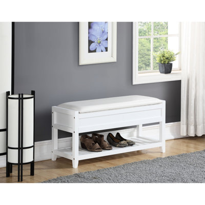 Bench With Shoe Storage In Pristine White - Elegant Look Compartment And Seat Practical Design