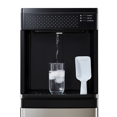 Distributeur d'eau avec machine à glaçons, distributeur d'eau sur pied 3-en-1, 33 LBS / 24H, 9 cubes / 7 minutes de fabrication de glace rapide avec 1,3 LBS de rangement, cubes de glace et eau froide, pour la maison, la cuisine, la fête
