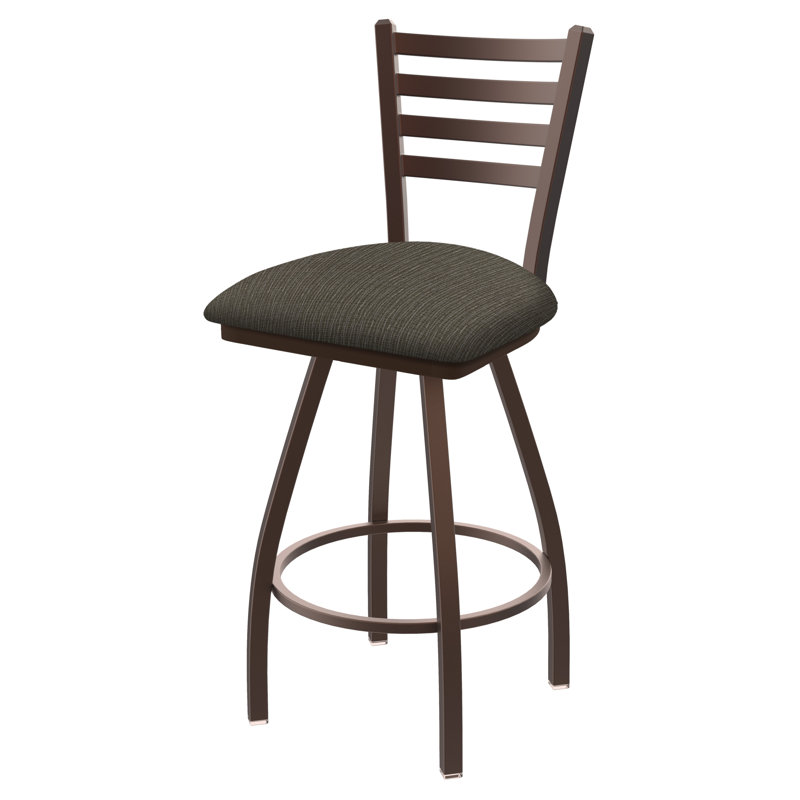Tabouret de bar pivotant de 36" Evers, Bronze, Tissu - graphique calice, Extra Tall (36” Seat Height)