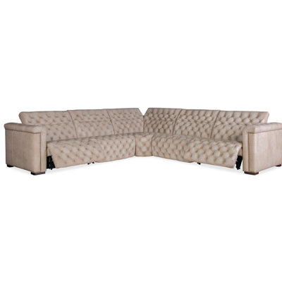 Savion Grandier Leather Symmetrical Reclining Sectional