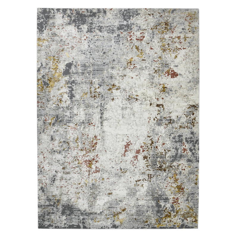 Ennan Transitional Abstract Durable Performance Gray/Multicolor Area Rug, Rectangle 5'3" x 7'9"