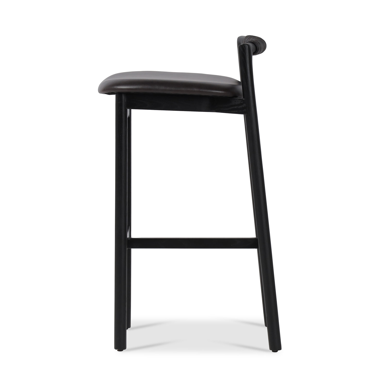 Solene Leather Stool, Bar Stool (30" Seat Height), Sonoma Black/Genuine Leather, Brushed Ebony