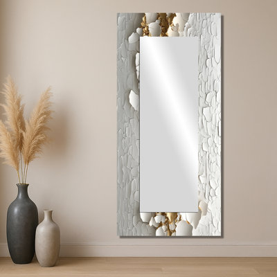 White And Gold Blossom Trails Wildflowers II - Floral Mirror Wall Art - Printed On Metal