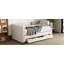 Lit de jour simple rembourré avec lit gigogne et 3 tiroirs de rangement, canapé-lit en tissu de lin à poil court pour chambre d'amis, salon, structure de lit de jour moderne peu encombrante, sans sommier tapissier, beige-1944134226