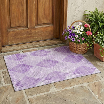 Tapis extérieur lavable antidérapant à motif géométrique lavable 3 pi x 5 pi