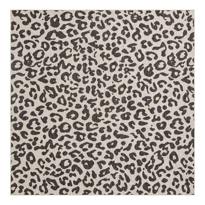 Munguia Animal Print Brown/Gray Indoor/Outdoor Area Rug, Square 10'