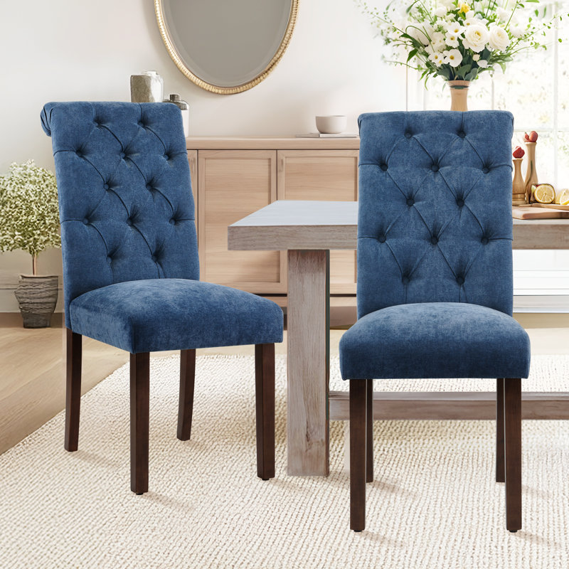 Chaises de salle à manger rembourrées Artemisia, Bleu marine