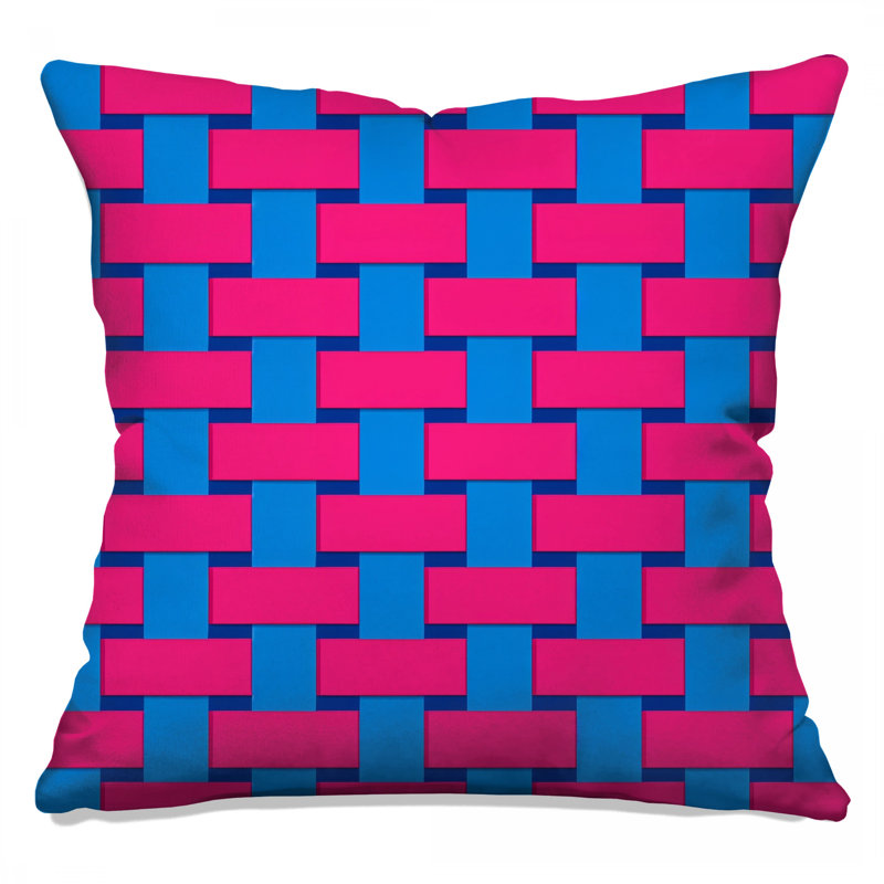 Pink Blue Weave Double Sided Throw Pillows, 18 x 18 inches