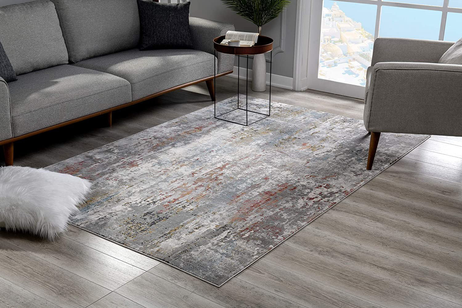 Gray Mesh Pattern Area Rug 17 Stories Gray Abstract Pattern Area Rug | Wayfair