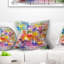 Tache colorée avec grille - Coussin imprimé abstrait-30967168-30967165