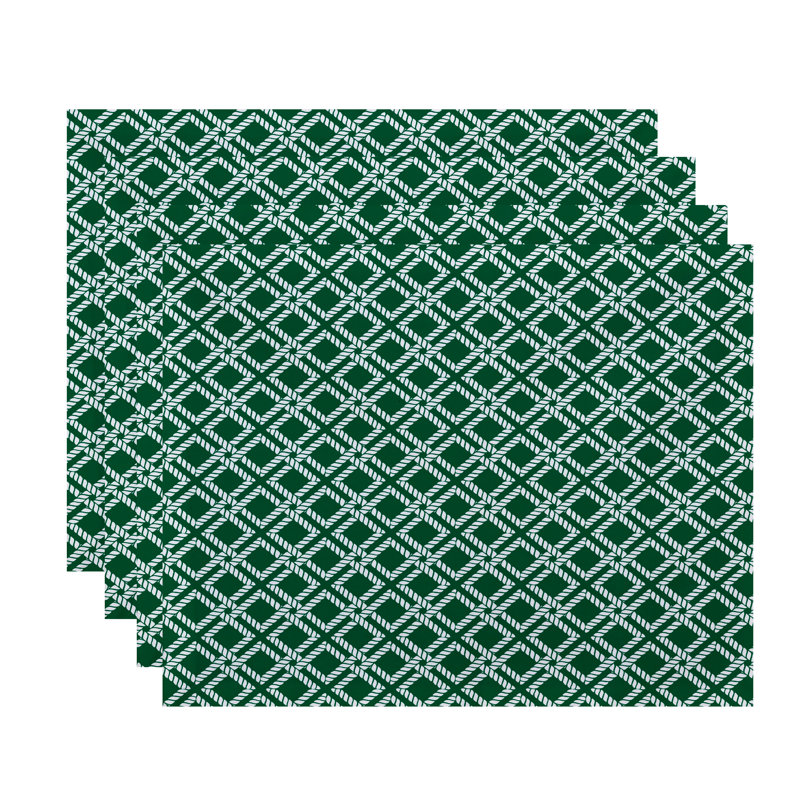 Hancock Polyester Geometric Rectangle Placemat, Green