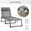 Chaise de lit de plage inclinable avec coussin réglable et amovible, poche latérale, poche pliante grise pour la détente en plein air -