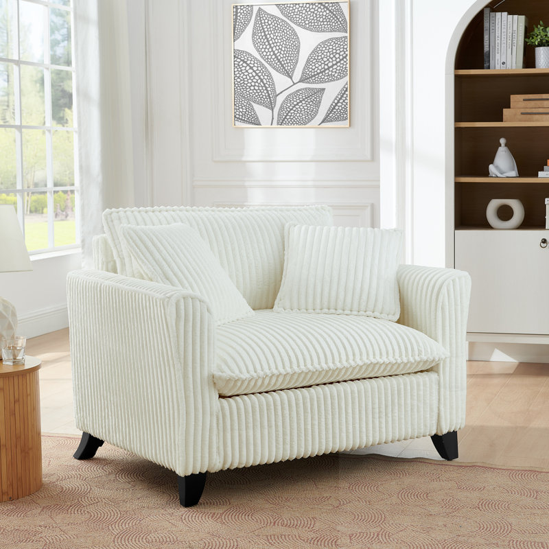 Chaise d'appoint avec accoudoirs et coussin moelleux, Beige