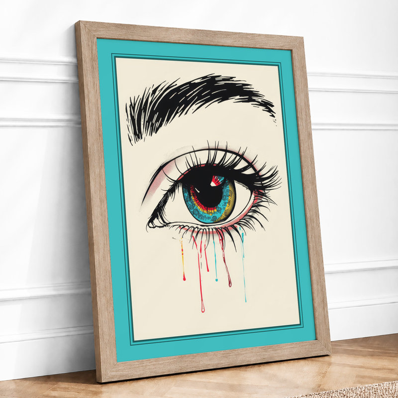 Tearful Gaze Modern - Framed Print, A3 - 42.0 x 29.7 cm, Oak