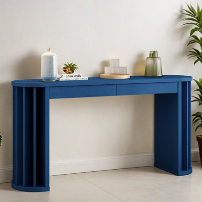 Table console 59,02 po de long, canapé en placage de chêne, table d'entrée de style campagnard pour entrée, couloir, salon