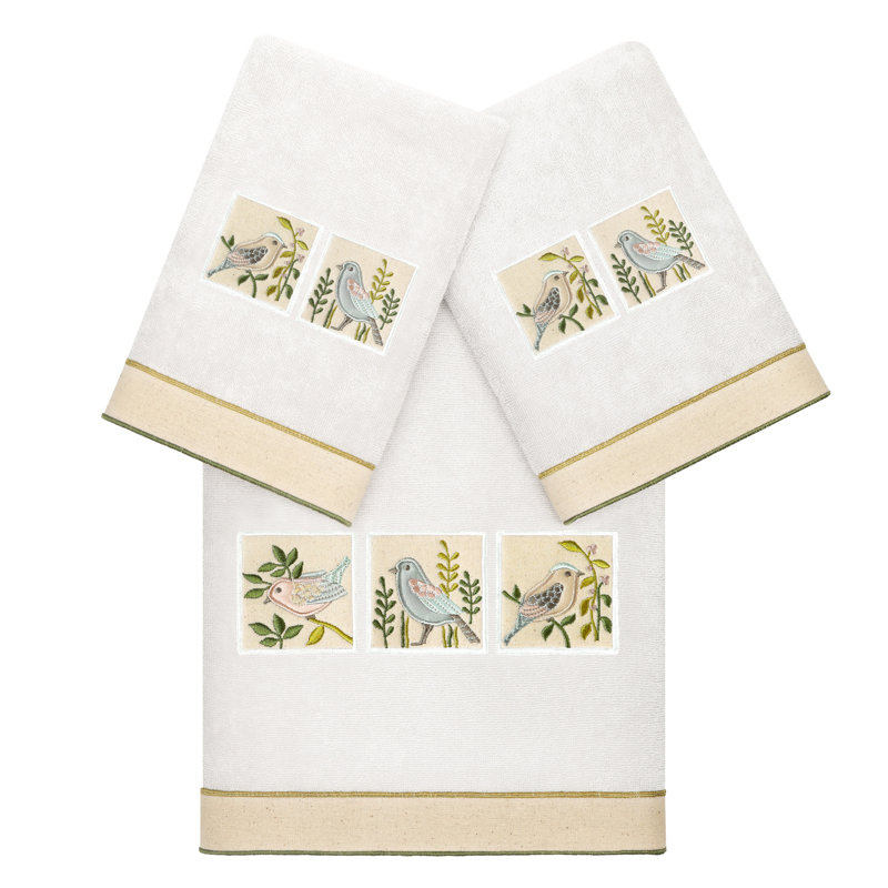 Ensemble de serviettes 3 pièces en coton turc, Blanc