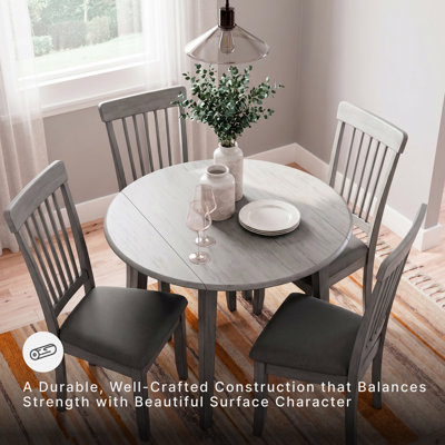 Extendable Round Solid Wood Base Dining Table