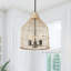 Luminaire suspendu 3 lumières en rotin beige