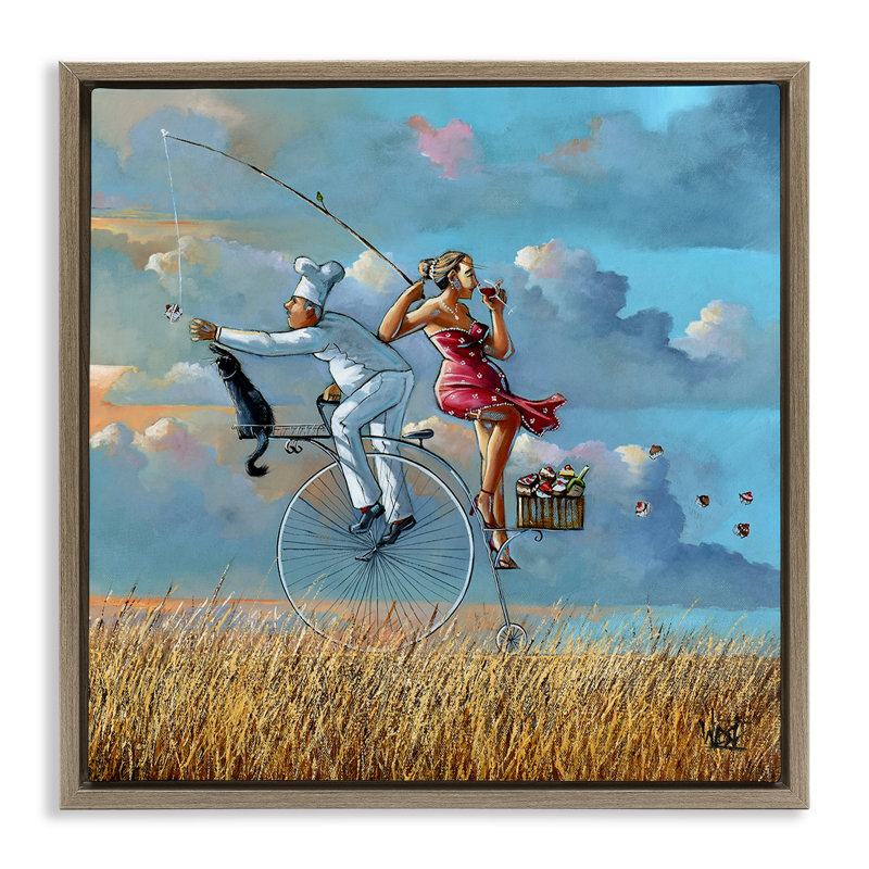 Cadre flottant avec vue charmante Lady & Chef, design par Ronald West, H 18 po x l 18 po, Cadre flottant orme Montalcino