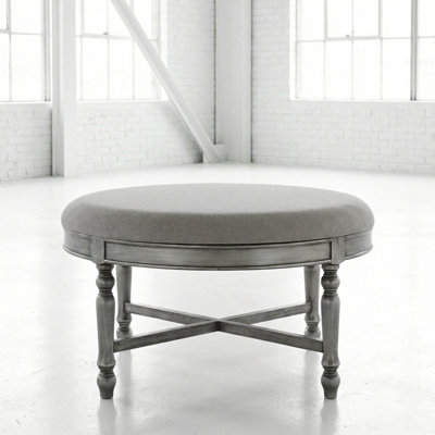 Olympia Round Wooden Ottoman 33.5"