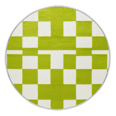 Machine Washable Checkered White Area Rug