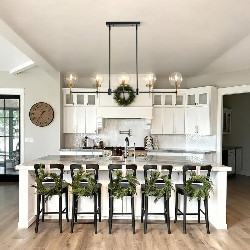 Mid-Century 5-Light Clear Glass Linear Chandelier