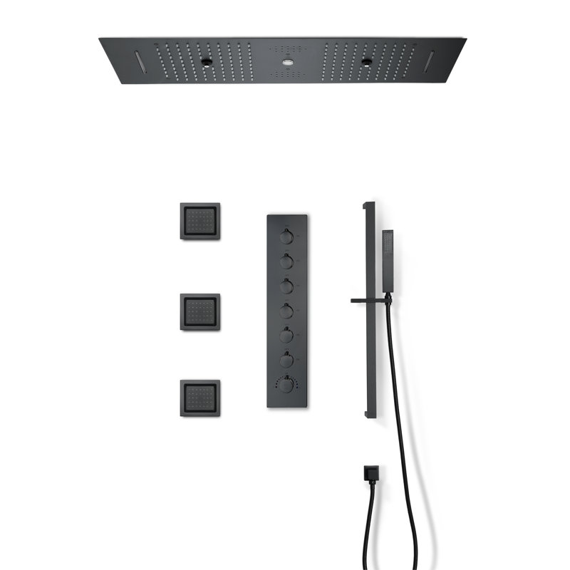 Thermostatic All-In-One Kit with Rough in-Valve, Matte Black