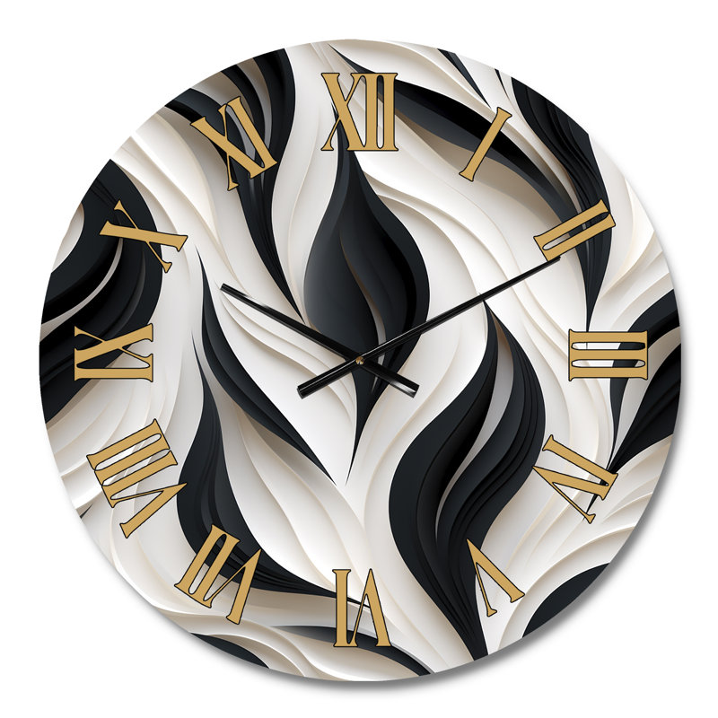 Horloge murale blanche et noire à élégance minimaliste moderne, Médium