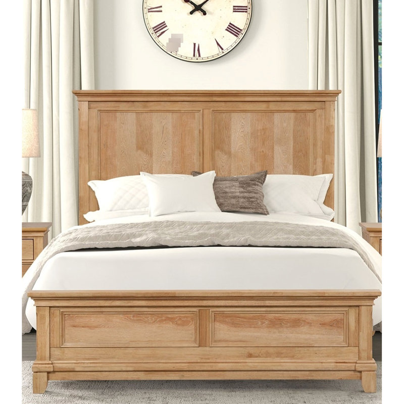 Lit double style Style avec tête de lit en chêne naturel et bois massif