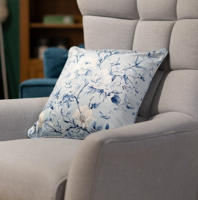 Square Cushion, Multicolor Floral Branch