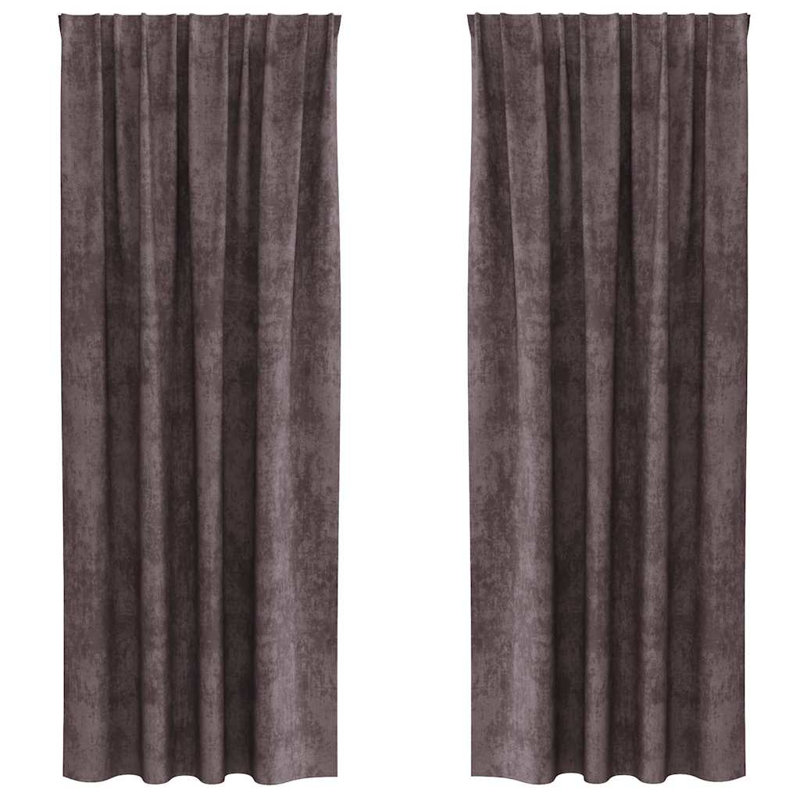 Curtain With Curtains 2 Pcs Velvet, 140cm Width x 260cm Drop, Brown