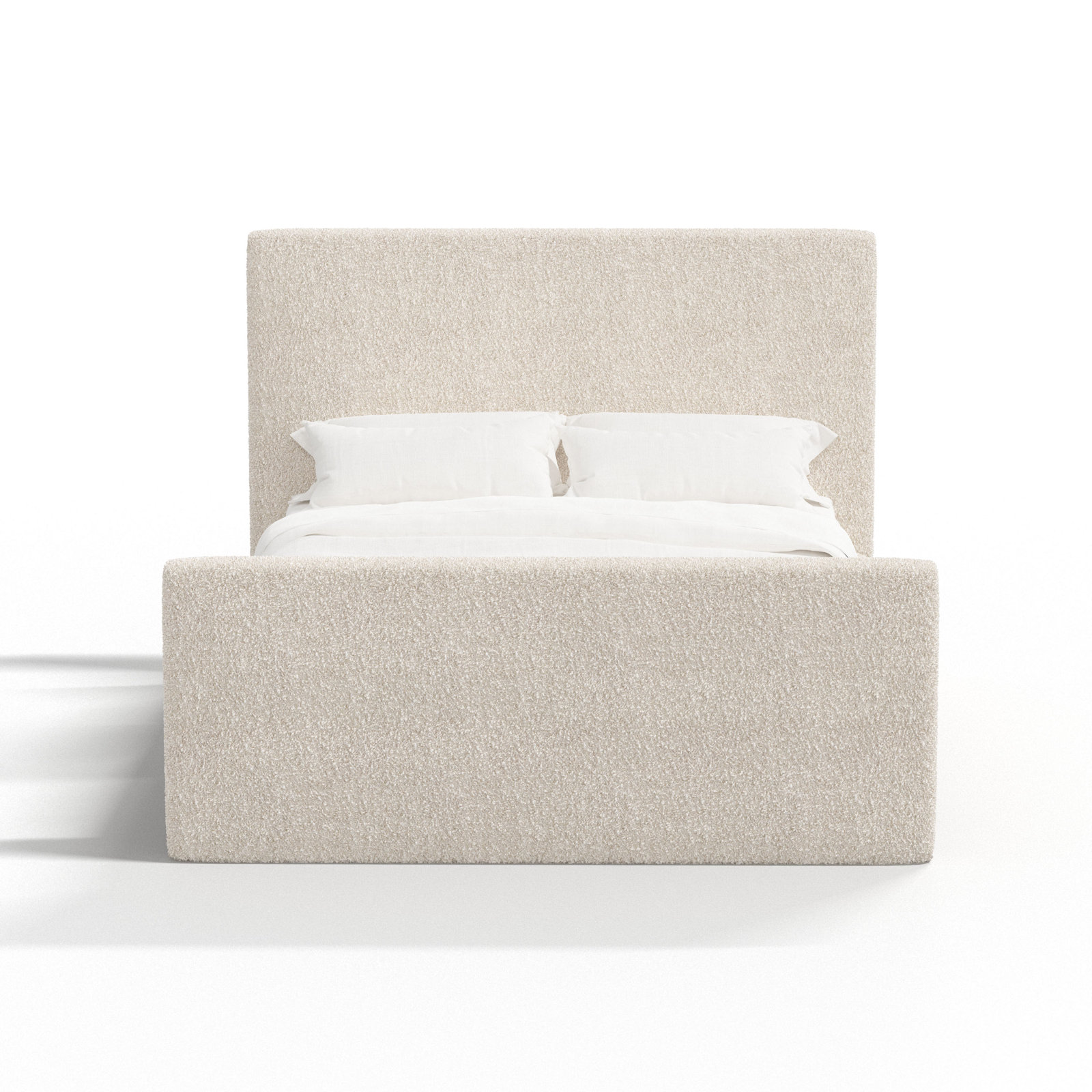 Upholstered Bed, Twin, Plush Ivory Boucle
