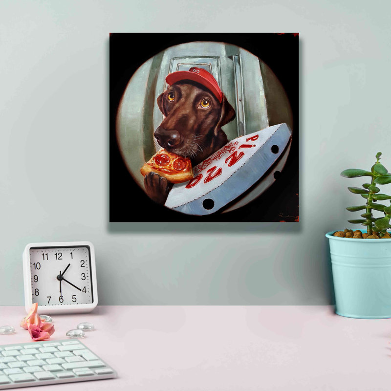 «Pupperoni» par Lucia Heffernan, reproduction sur toile tendue, H 12 po x l 12 po