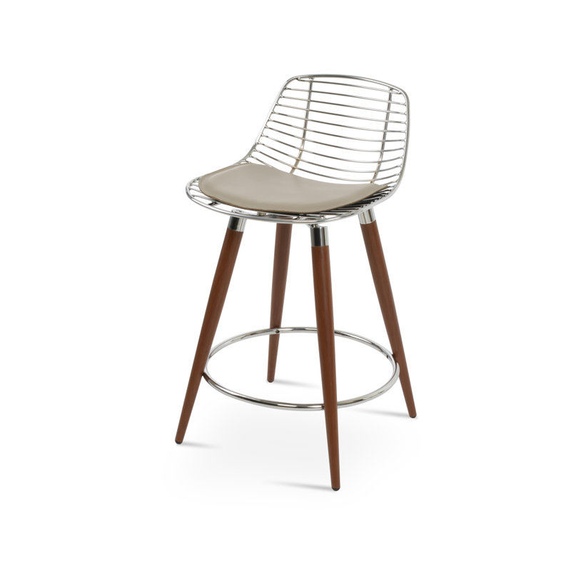 Tiger Mini Ana Stools, Bone, Walnut/Chrome