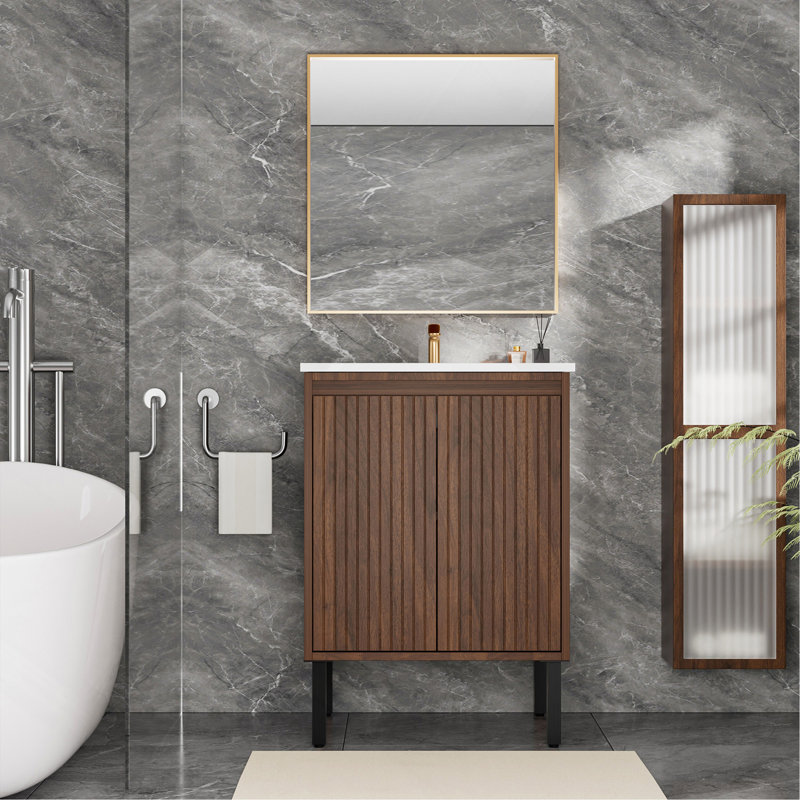 Meuble-lavabo 24 po sans lavabo, Brun, Brun