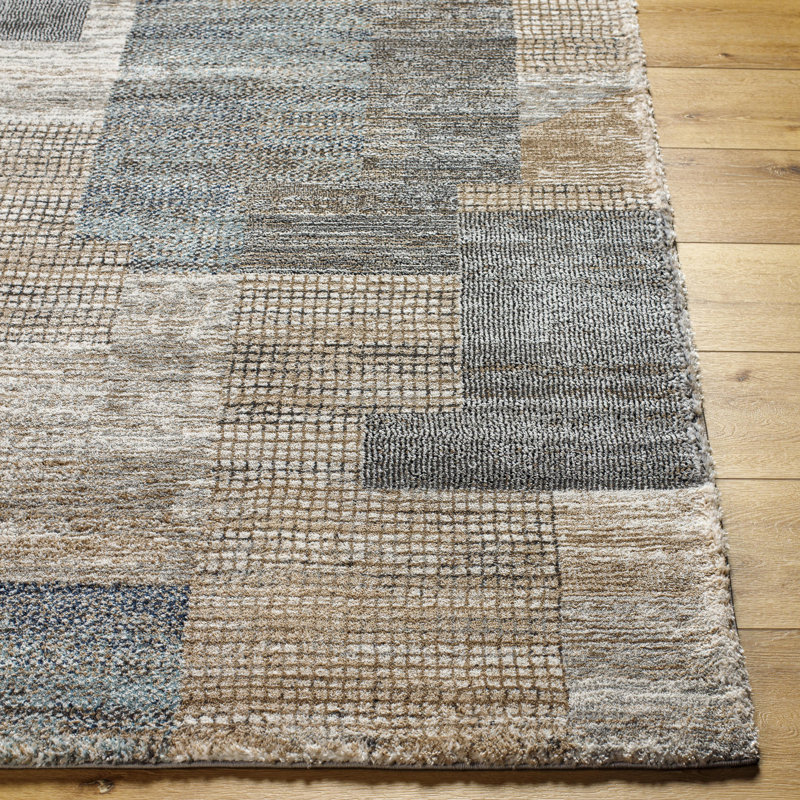 Rectangle Brod Machine Woven Polypropylene/Polyester Area Rug in Brown, Rectangle 6'7" x 9'