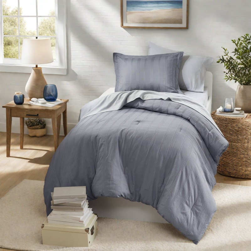 Soft 5 Piece Bedding Sets, Polyester Twin Xl, Modern Striped Dorm Home