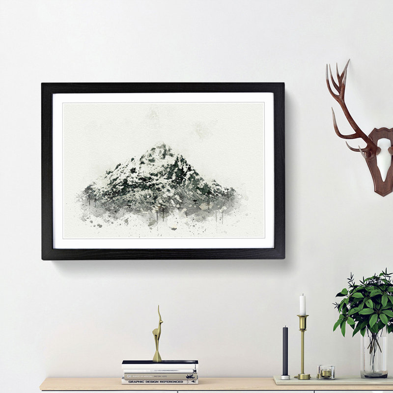 Mountain in Scotland in Abstract - Picture Frame Graphic Art Print, 48cm H x 65cm W x 2cm D, Black Framed