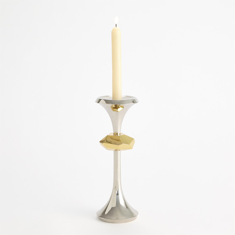 Gabriel Nickel Candle Holder-Lg