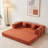 Convertible Sleeper Sofa Bed with Cylindrical Pillow and Fixed-Shape Frame for Multi-Functional Living Spaces.-1895084827