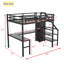 Lit mezzanine avec bureau en L et port USB, lit mezzanine en métal avec garde-robe et tablette réglable, lit mezzanine haut avec DEL-753688913