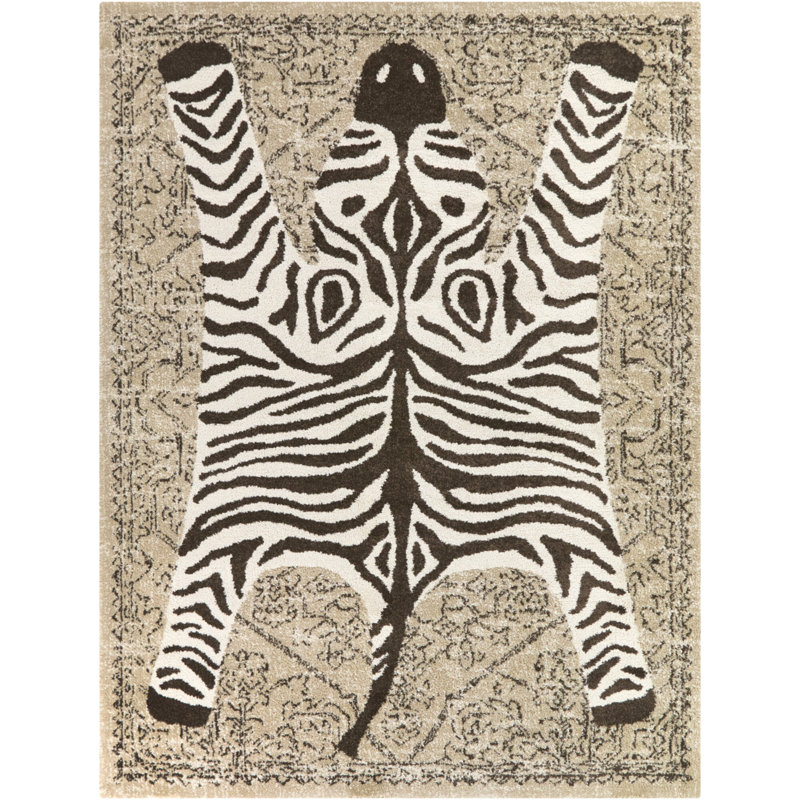 Tapis à motif zébré brun Jabari, Rectangle 5'3" x 7'