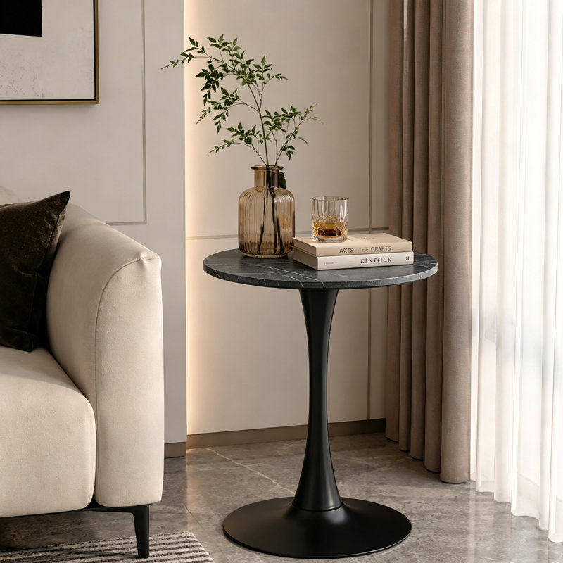 Small Round Dining Table kitchen Table Bistro Table Cocktail Table Tulip Table Pub Table Pedestal Table, Black
