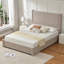 Lit plateforme tapissier à tête de lit haute de 51,8 po avec 2 grands tiroirs de rangement en bois Juanetta, beige, très grand-1631719513-1631721352